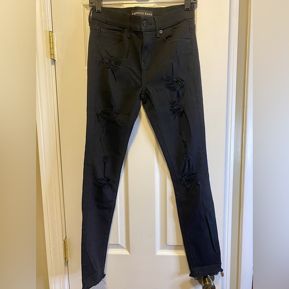 Express Mid-Rise Distressed Legging Jeans - Size 2R